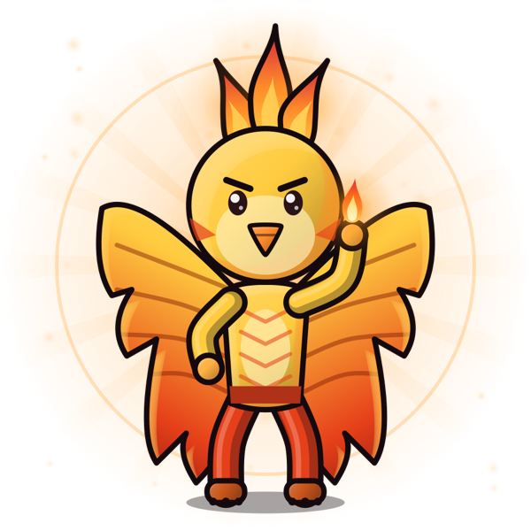 Phoenix with a golden flame cape