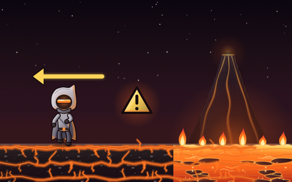 Illustration: a strip of ground flooding with lava next to the runner